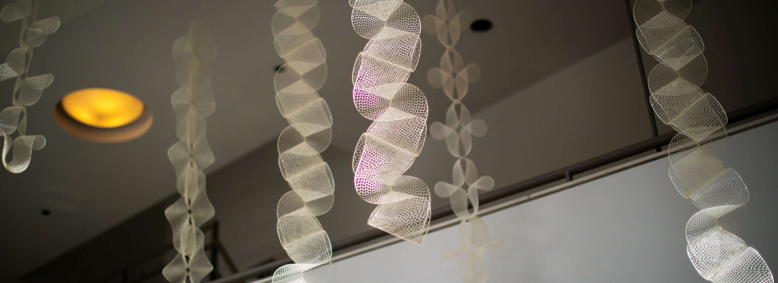 spiraling art hanging from ceiling. Credit LMogas-Soldevila DUMOLAB