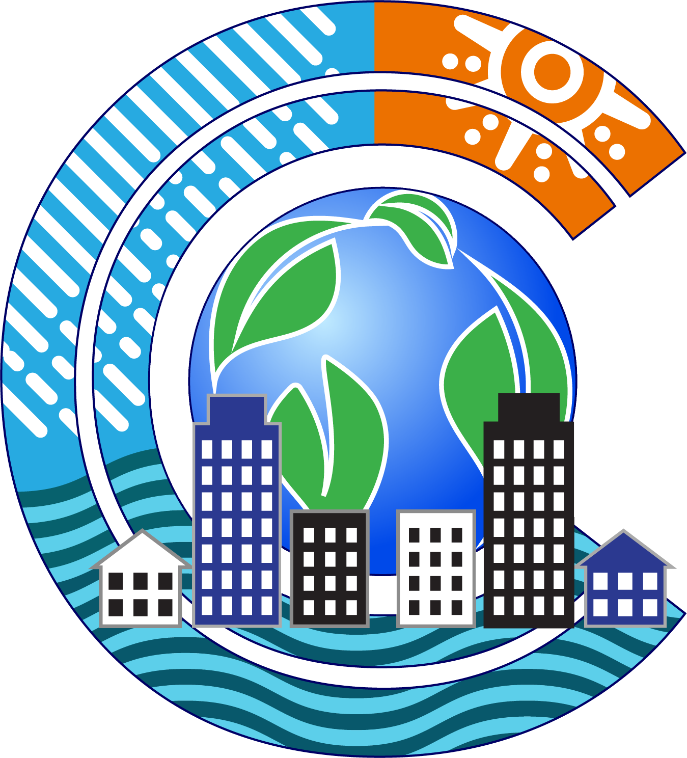 Climate Care icon Decorative image of the impacts of climate action, resilience, and urban heat on cities